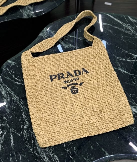 Prada Raffia Woven Tote Crossbody Bag 1BC182