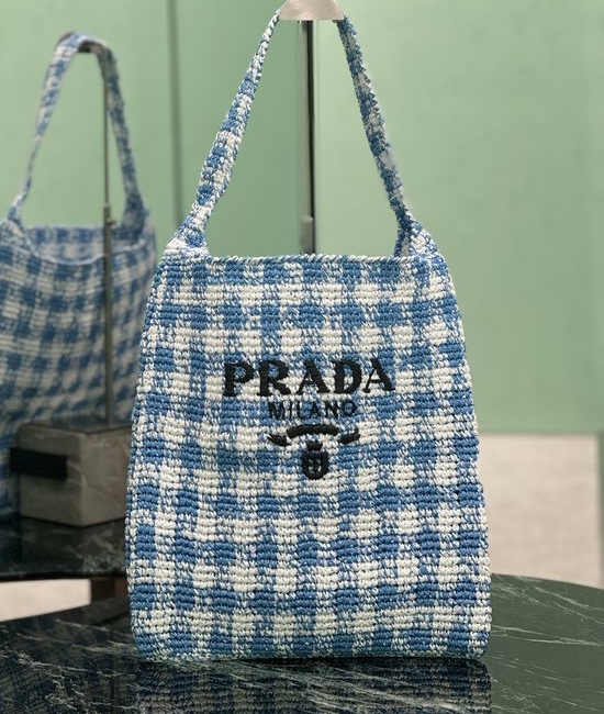 Prada Raffia Woven Tote Crossbody Bag 1BC182