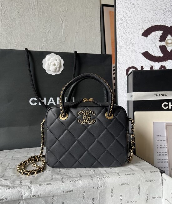 Chanel Handbag Sheepskin Aged Metal Woven AS5300