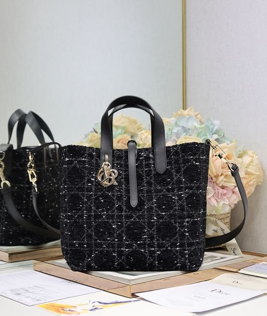 Christian Dior CD Toujours Vertical Tweed Handbag 2836