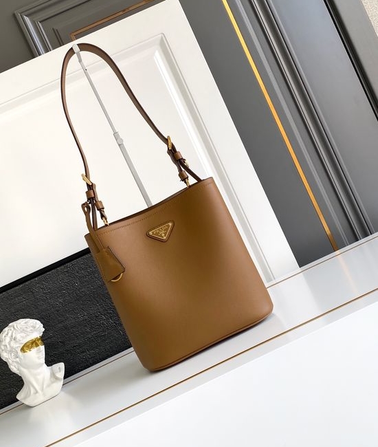 Prada Leather Handbag with Enamel Triangle Logo 1BE080