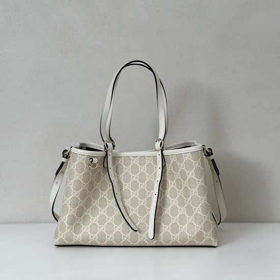Gucci Handbag White Coated Canvas High Quality 815214
