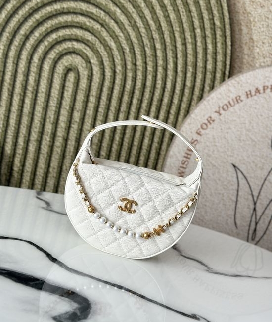 Chanel Pearl Buckle Half Moon Clutch Bag 66046