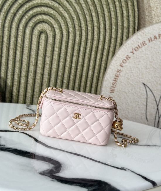 Chanel Sheepskin Vanity Case with Chain 66015