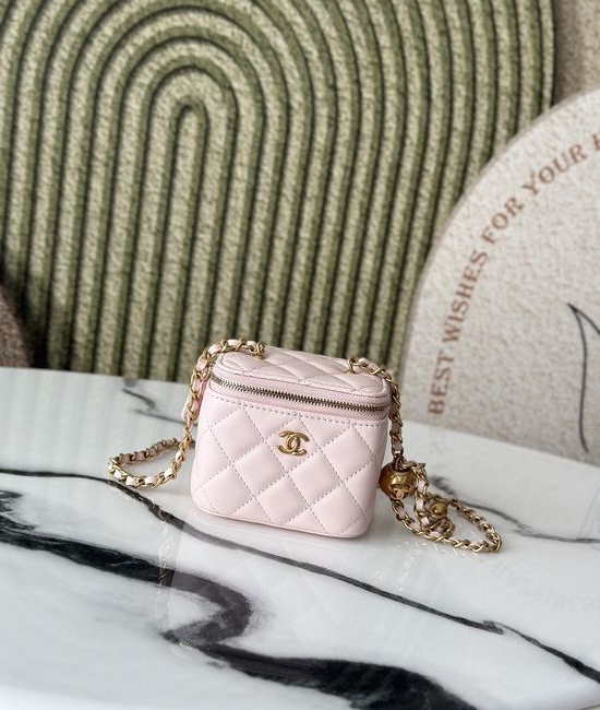 Chanel Lambskin Makeup Box with Adjustable Chain 66014