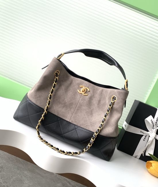 Chanel Suede Quilted Shoulder Bag AS5634