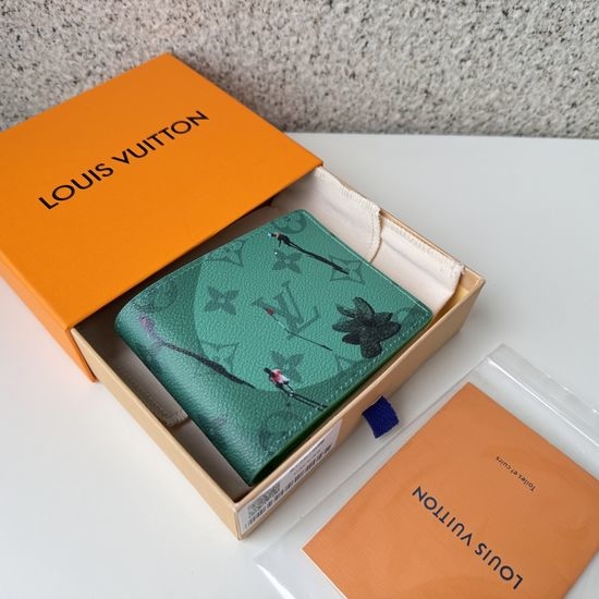Louis Vuitton LV Portofoyle Slender Green Short Wallet M14878