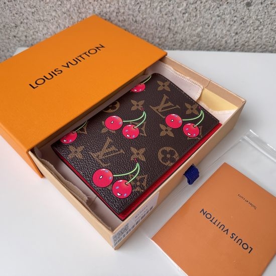 Louis Vuitton LV Cherry Pattern Leather Lined Passport Holder M13424