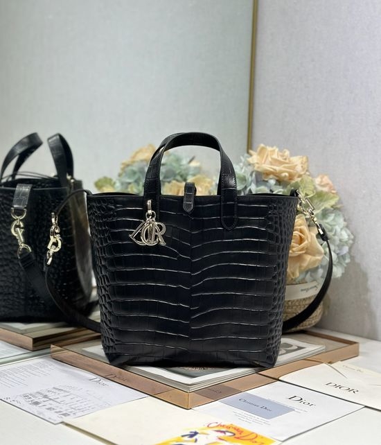 Christian Dior CD Toujours Crocodile Pattern Handbag 2836