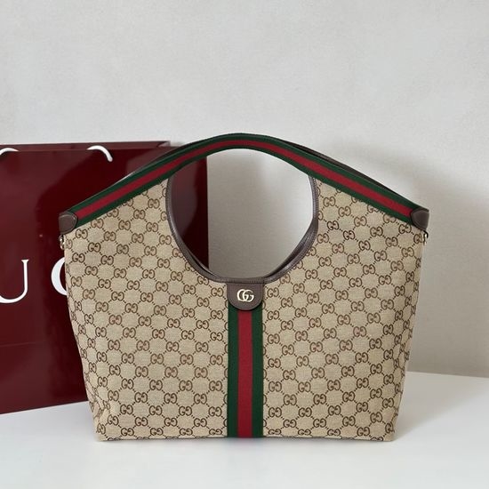 Gucci Canvas Leather Trim Tote Bag 853971