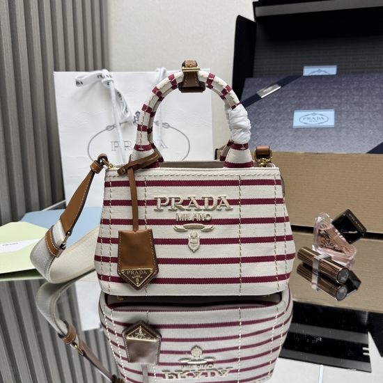 Prada Mini Canvas Gardener Tote Striped 1BA038
