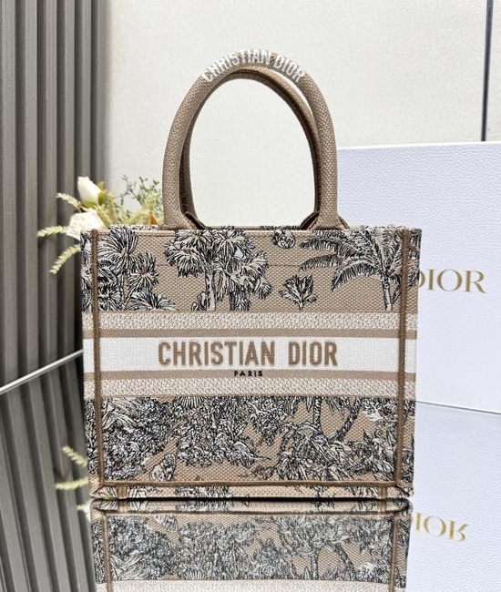 Christian Dior CD Embroidered Shopping Tote Apricot