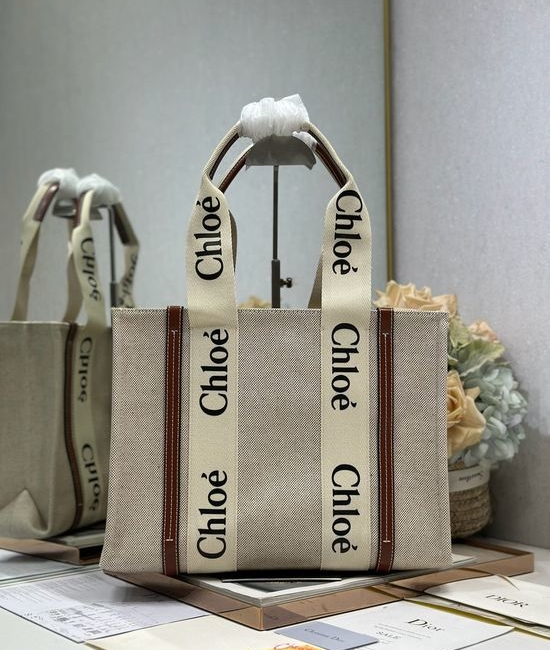 Chloe Woody Tote Bag Medium Brown 6690