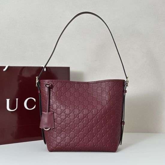 Gucci Original Leather Embossed Burgundy Handbag 848881
