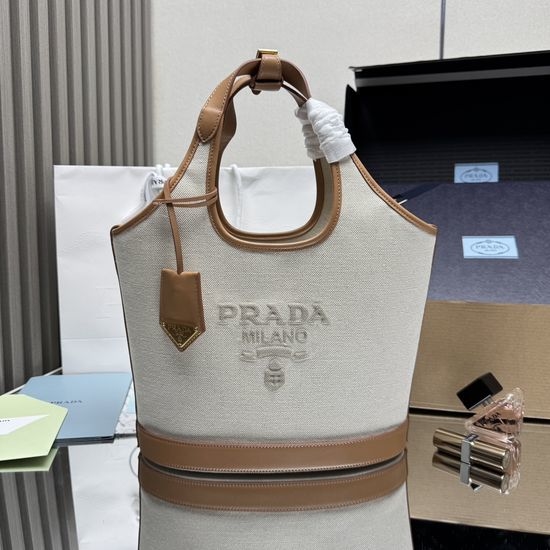 Prada Linen Canvas Handbag Logo 1BG471