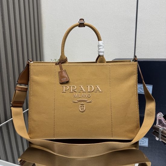 Prada Canvas Tote Bag with Leather Trim 2VG131