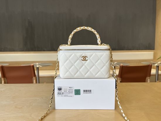 Chanel Cosmetic Box Leather Handle Bag 15339