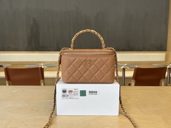 Chanel Cosmetic Box Leather Handle Bag 15342
