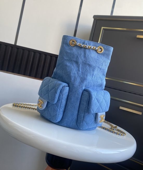 Chanel Denim Chain Strap Convertible Backpack AS5310