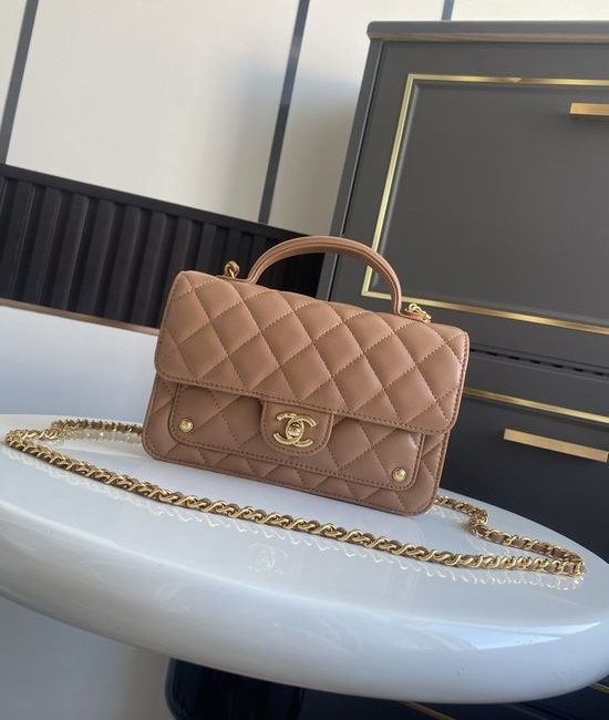 Chanel Lambskin Quilted Handle Flap Bag AP4774