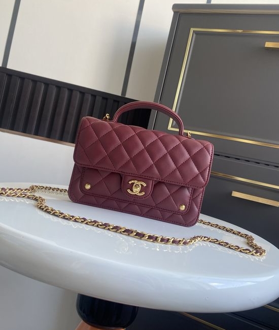Chanel Lambskin Quilted Handle Flap Bag AP4774