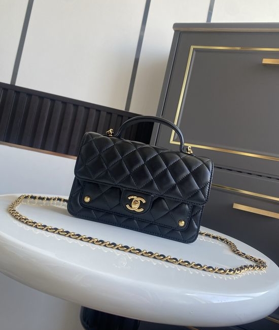 Chanel Lambskin Quilted Handle Flap Bag AP4774
