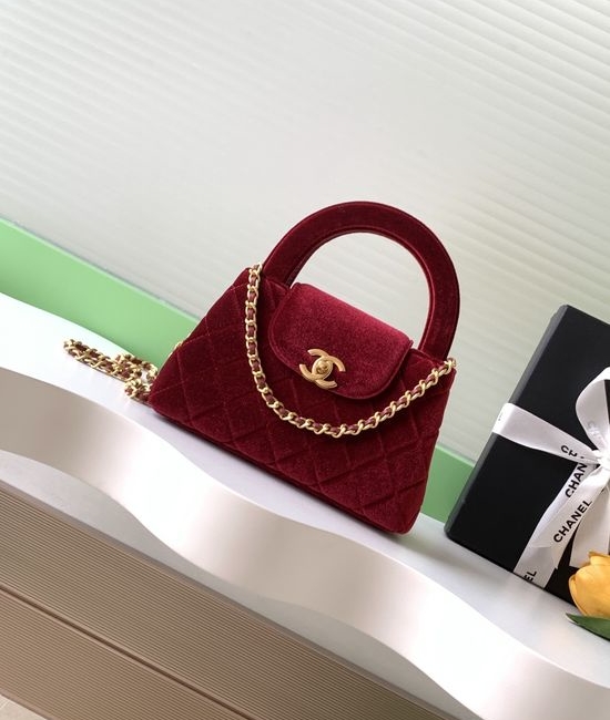 Chanel Velvet Kelly Handle Shoulder Bag AS4416