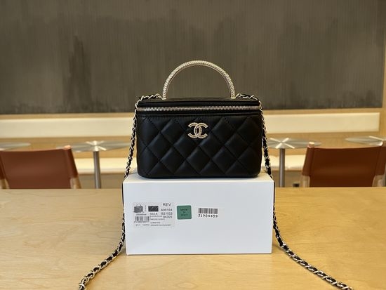 Chanel Lipstick Rhinestone Handle Lambskin Bag A96164