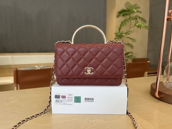 Chanel Woc Rhinestone Handle Lambskin Bag A96163
