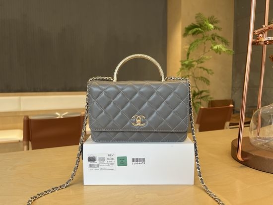 Chanel Woc Rhinestone Handle Lambskin Bag A96163