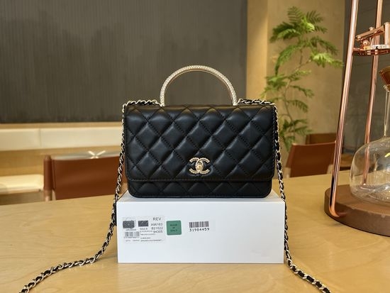 Chanel Woc Rhinestone Handle Lambskin Bag A96163