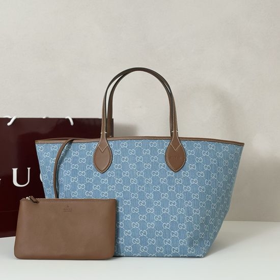 Gucci Large Capacity Light Blue Denim Tote Bag 837190
