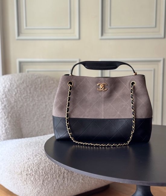 Chanel Suede Quilted Crossbody Bag AS5634