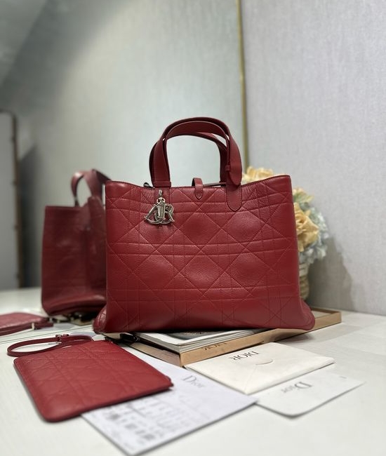 Christian Dior CD Toujours Handbag Burgundy Large 1188