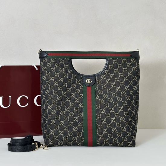 Gucci Large Capacity Black Denim Shoulder Bag 865452