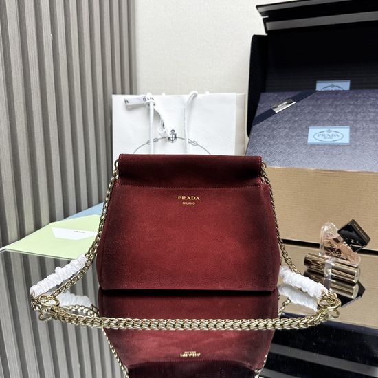 Prada Enchane Mini Suede Chain Strap Crossbody Bag 1BC263