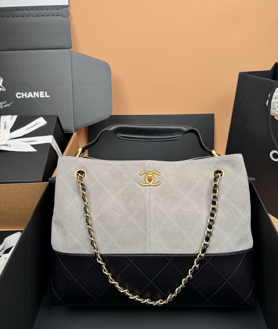 Chanel Hobo Shopping Bag Medium Gray 5634