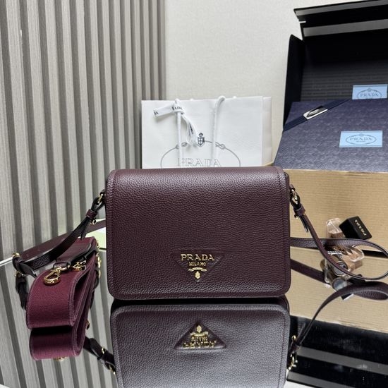 Prada 1BD314 Dual-Strap Leather Handbag with Adjustable Shoulder Straps