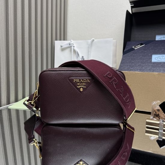Prada Leather Shoulder Bag With Webbing Strap 1BH082