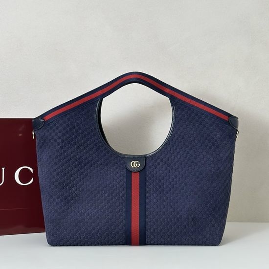 Gucci Tote Bag Blue Embossed 853971
