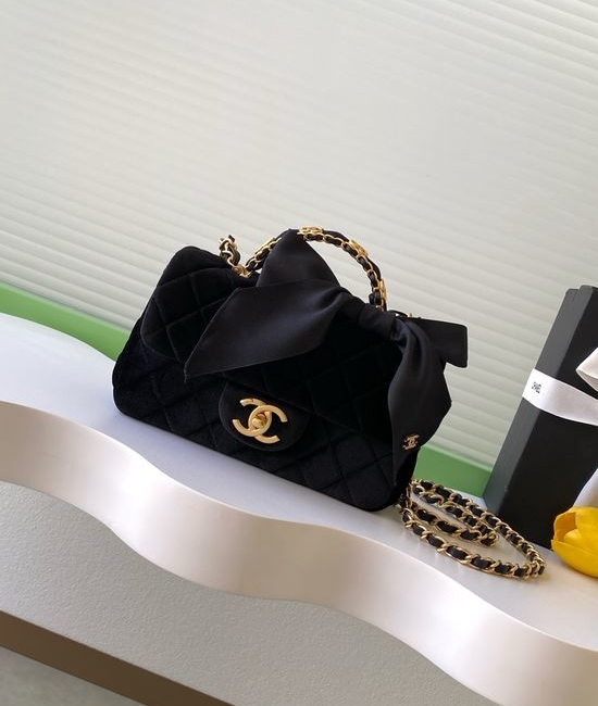 Chanel 25K Velvet Bow CF Handle Bag AS5701