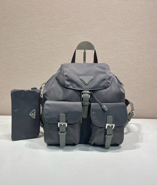 Prada Nylon Saffiano Leather Trim Backpack 1BZ811