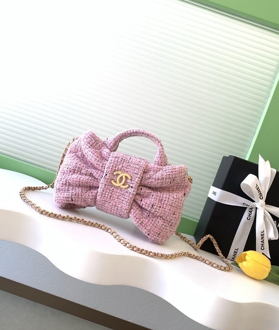 Chanel Tweed Flap Chain Bag Bow Accent AS5849