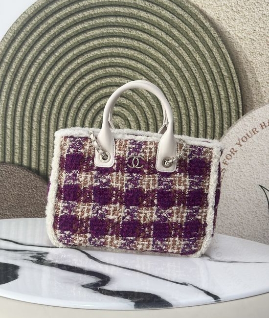 Chanel Beach Bag Coco Neige Purple Grid 6856