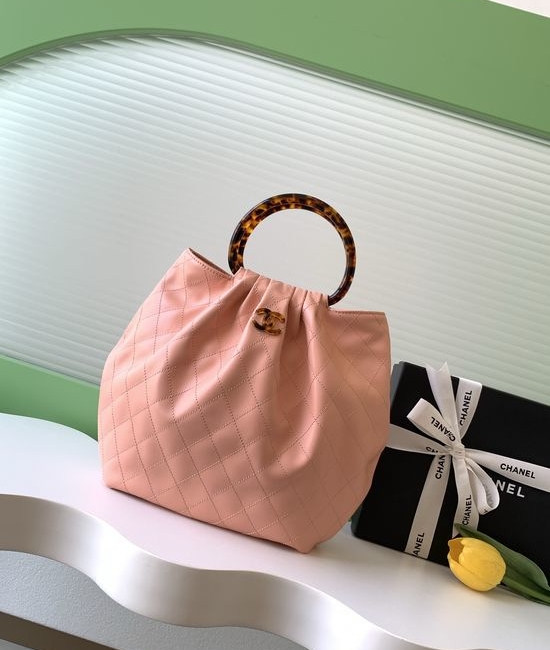Chanel Lambskin Tortoiseshell Handle Large Bag AS6010