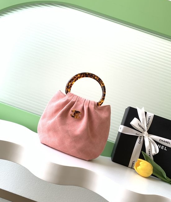 Chanel Suede Tortoiseshell Handle Medium Bag AS6022