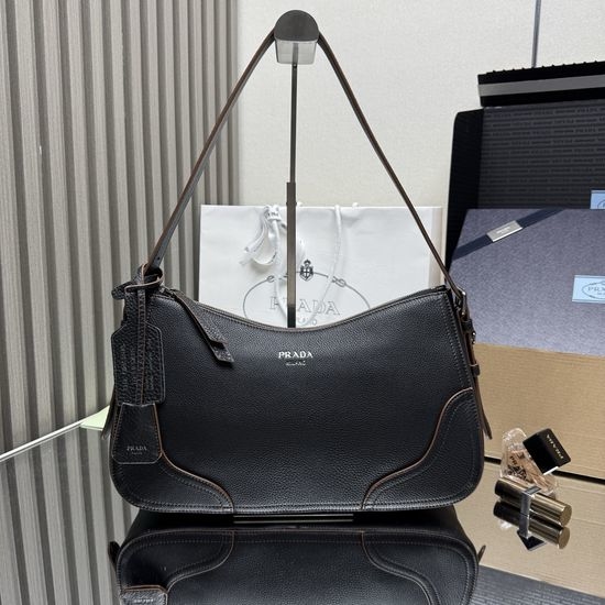 Prada Aimee Textured Leather Hobo Bag 1BC280