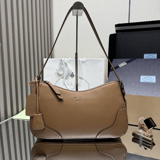 Prada Aimee Textured Leather Hobo Bag 1BC280