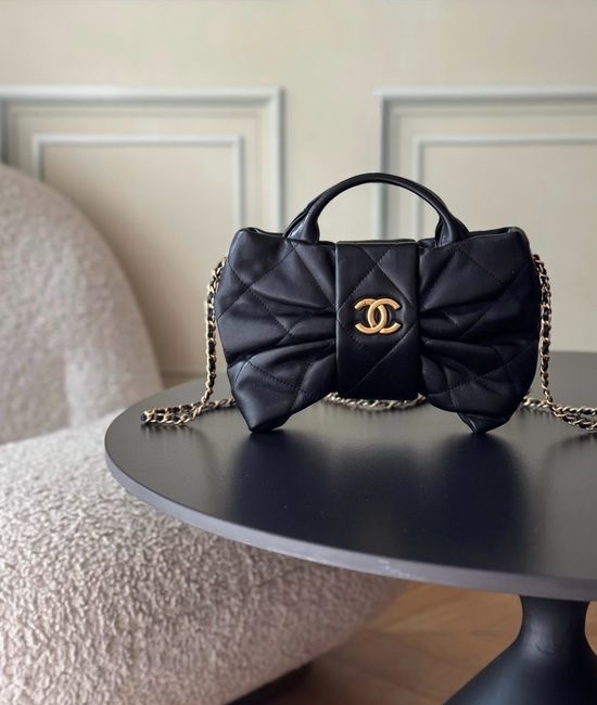 Chanel Bow Quilted Lambskin Handbag AS5849