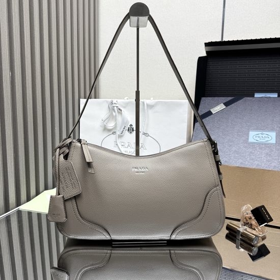 Prada Aimee Textured Leather Hobo Bag 1BC280